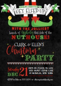 Elfed Up Aholes Chalk Christmas Invitation Alouette Digital 5x7 design preview