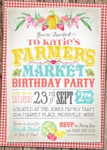 Farmer's Market Invitation TheSassabyPartyCo 5x7: Farmer's Market Invitation TheSassabyPartyCo 5x7