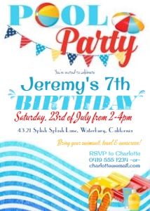 Pool Party Invitation Red TheSassabyPartyCo 5x7 design preview
