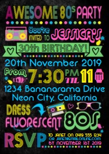 Awesome 80s Invitation Alouette Digital 5x7 design preview