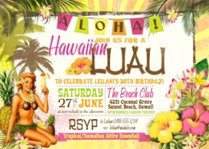 Hawaiian Luau Invitation TheSassabyPartyCo 5x7: Hawaiian Luau Invitation TheSassabyPartyCo 5x7