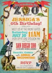Vintage Zoo Invitation TheSassabyPartyCo 5x7 design preview