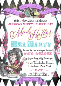 Mad Hatter Tea Party Invitation TheSassabyPartyCo 5x7 design preview