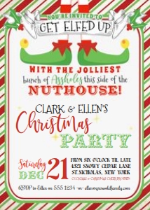 Elfed Up AHoles Christmas Invitation Alouette Digital 5x7 design preview