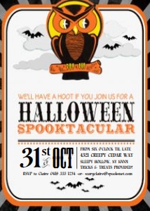 Halloween Have a Hoot Invitation TheSassabyPartyCo 5x7: Halloween Have a Hoot Invitation TheSassabyPartyCo 5x7