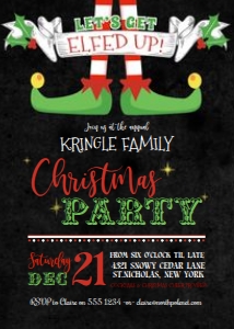 Elfed Up Chalk Christmas Invitation TheSassabyPartyCo 5x7: Elfed Up Chalk Christmas Invitation Alouette Digital 5x7