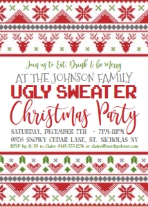 Ugly Sweater Christmas Invitation RedGreen TheSassabyPartyCo 5x7: Ugly Sweater Christmas Invitation RedGreen TheSassabyPartyCo 5x7