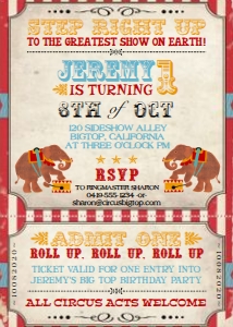 Vintage Circus Invitation Aqua TheSassabyPartyCo 5x7 design preview
