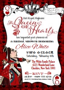 Queen of Hearts Invitation RED TheSassabyPartyCo 5x7 design preview