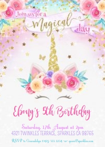 Unicorn Rainbow Invitation UR4 TheSassabyPartyCo 5x7: Unicorn Rainbow Invitation UR4 TheSassabyPartyCo 5x7
