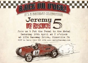 Vintage Racing Car Invitation TheSassabyPartyCo 5x7: Vintage Racing Car Invitation Alouette Digital 5x7