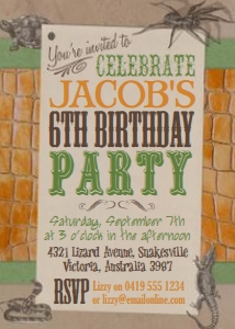 Reptile Invitation Orange Green SassabyPartyCo 5x7: Reptile Invitation Orange Green SassabyPartyCo 5x7