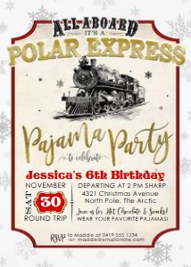 Polar Express WHITE Pajama Party TheSassabyPartyCo 5x7 design preview