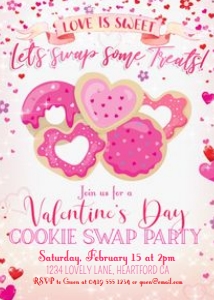 Valentine's Day COOKIE SWAP Party Invitation 5x7 design preview