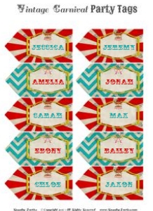 Vintage Carnival Party Tags TheSassabyPartyCo: Vintage Carnival Party Tags TheSassabyPartyCo
