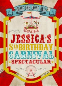 Vintage Carnival Party Poster TheSassabyPartyCo 8x11: Vintage Carnival Party Poster TheSassabyPartyCo 8x11