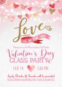 Valentines Day Class Party Invitation TheSassabyPartyCo 5x7: Valentines Day Class Party Invitation TheSassabyPartyCo 5x7