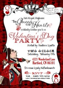 Queen of Hearts Valentines Invitation TheSassabyPartyCo 5x7: Queen of Hearts Valentines Invitation TheSassabyPartyCo 5x7