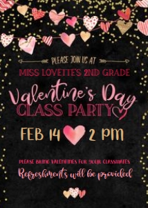 Valentines Day Class Party Invitation Chalk TheSassabyPartyCo 5x7: Valentines Day Class Party Invitation Chalk TheSassabyPartyCo 5x7