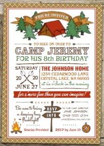 Camping Party Invitation OW Alouette Digital 5x7 design preview