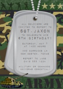Army Invitation Vertical Alouette Digital 5x7 design preview