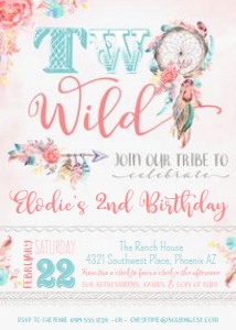 Boho Two Wild Dreamcatcher Invitation White 5x7 design preview