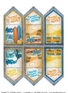Vintage Surf Thank You Gift Tags Alouette Digital design preview