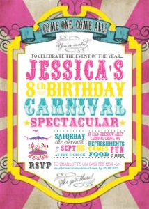 Vintage Carnival Invitation PINK Wh TheSassabyPartyCo 5x7: Vintage Carnival Invitation PINK Wh TheSassabyPartyCo 5x7