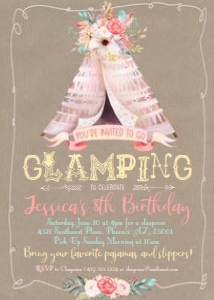 Boho Glamping Invitation Kraft Alouette Digital 5x7 design preview