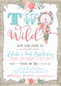 Boho Two Wild Dreamcatcher Invitation Nat 5x7 design preview