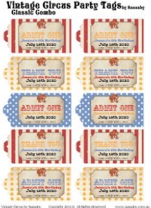 Circus Party Thank You Tags Classic Alouette Digital design preview