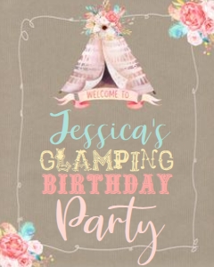 Boho Glamping Party Welcome Sign Alouette Digital 8x11 design preview