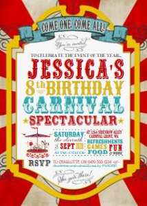 Vintage Carnival Invitation WH TheSassabyPartyCo 5x7 design preview