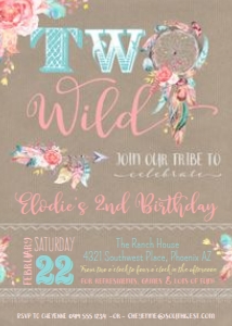 Boho Two Wild Dreamcatcher Invitation Brown Kraft 5x7 design preview