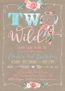 Boho Two Wild Dreamcatcher Invitation Brown Kraft v2 5x7 design preview