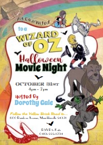 Wizard of Oz Halloween Movie Night Invitation 5x7 design preview