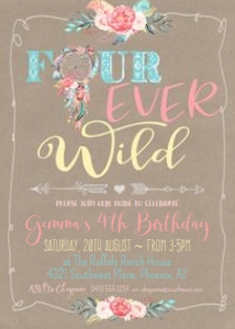 Four Ever Wild Boho Dreamcatcher Invitation Kraft 5x7 design preview