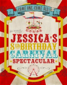 Vintage Carnival Party Sign TheSassabyPartyCo 11x14: Vintage Carnival Party Poster TheSassabyPartyCo 8x11