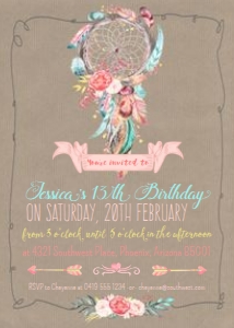 Dreamcatcher Boho Invitation BN 5x7 Alouette Digital design preview