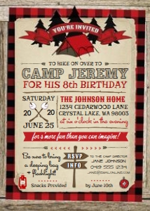 Camping Party Invitation Buffalo Red TheSassabyPartyCo 5x7: Camping Invitation Buffalo Red 5x7 Alouette Digital
