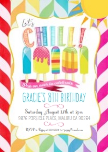 Popsicle Party Invitation Rainbow 5x7 TheSassabyPartyCo design preview