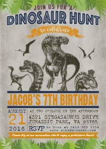 Dinosaur Hunt Invitation TheSassabyPartyCo 5x7: Dinosaur Hunt Invitation Alouette Digital 5x7