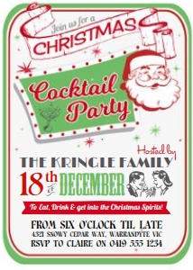 Retro Christmas Cocktail Party Invitation TheSassabyPartyCo 5x7 design preview