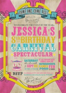 Vintage Carnival Invitation PINK TheSassabyPartyCo 5x7: Vintage Carnival Invitation PINK TheSassabyPartyCo 5x7