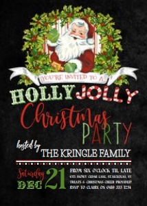 Holly Jolly Christmas Santa Invitation TheSassabyPartyCo 5x7: Holly Jolly Christmas Santa Invitation TheSassabyPartyCo 5x7