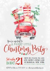Christmas Car Invitation Alouette Digital 5x7 design preview