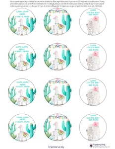 ID129 Llama Baby Shower Cupcake Toppers and Wrappers design preview