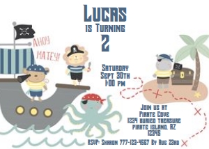 ID108 ANIMALS PIRATES BIRTHDAY INVITATION design preview