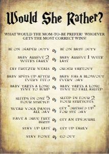Wizard Would She Rather Baby Shower Game design preview