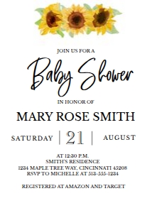 Sunflowers Baby Shower Invitation: Sunflower Baby Shower Invitation